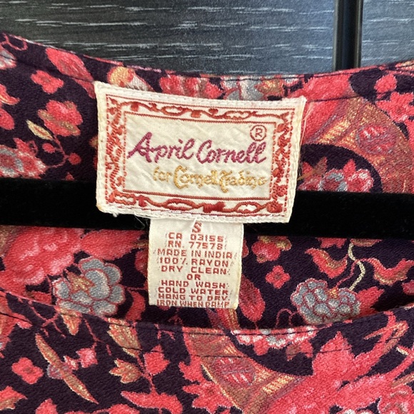 Vintage April Cornell Brushed Rayon Floral Jumper Dress Small - Picture 3 of 7